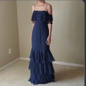 WAYF Navy Blue Tiered Gown - Size Small - Worn Once